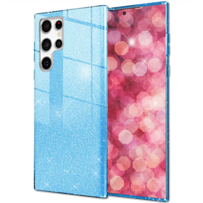 NALIA Glitzerhülle für Samsung Galaxy S24 Ultra – Funkelnder Glitzer-Look & Grip – SHINEPOP (Silikon Case) – Marke aus Berlin Blau NALIA Protective Hülle