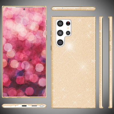 NALIA Glitzerhülle für Samsung Galaxy S24 Ultra – Funkelnder Glitzer-Look & Grip – SHINEPOP (Silikon Case) – Marke aus Berlin Gold NALIA Protective Hülle
