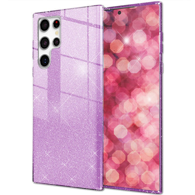 NALIA Glitzerhülle für Samsung Galaxy S24 Ultra – Funkelnder Glitzer-Look & Grip – SHINEPOP (Silikon Case) – Marke aus Berlin Lila NALIA Protective Hülle