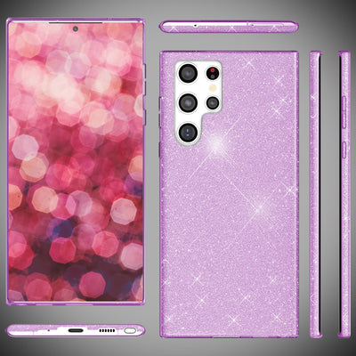 NALIA Glitzerhülle für Samsung Galaxy S24 Ultra – Funkelnder Glitzer-Look & Grip – SHINEPOP (Silikon Case) – Marke aus Berlin Lila NALIA Protective Hülle