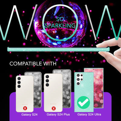 NALIA Glitzerhülle für Samsung Galaxy S24 Ultra – Funkelnder Glitzer-Look & Grip – SHINEPOP (Silikon Case) – Marke aus Berlin Mint-Grün NALIA Protective Hülle