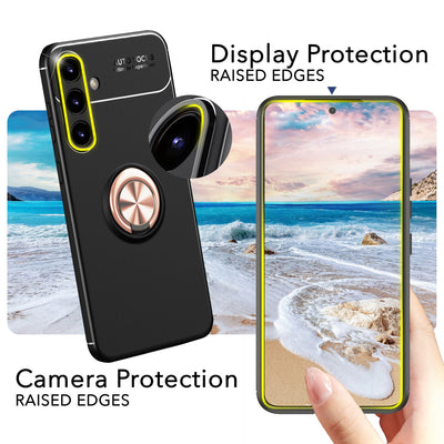 NALIA Ringhülle für Samsung Galaxy S24 – Ring-Ständer 360° & für Magnet-Halter – GRIP360 (Mattiertes Silikon Case) – Marke aus Berlin Rose Gold NALIA Protective Hülle