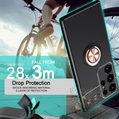 NALIA Ringhülle für Samsung Galaxy S24 Ultra – Ring-Ständer 360° & für Magnet-Halter – GRIP360 (Mattiertes Silikon Case) – Marke aus Berlin Rose Gold NALIA Protective Hülle