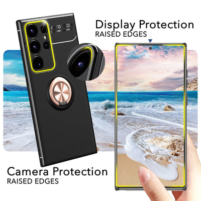 NALIA Ringhülle für Samsung Galaxy S24 Ultra – Ring-Ständer 360° & für Magnet-Halter – GRIP360 (Mattiertes Silikon Case) – Marke aus Berlin Rose Gold NALIA Protective Hülle