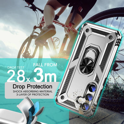 NALIA Panzerhülle für Samsung Galaxy S24 Plus – Ring-Ständer 360° & Magnet-Halterung Kompatibel – RINGDEFEND (Stoßfestes Outdoor Case) – Marke aus Berlin Silber NALIA Outdoor Hülle