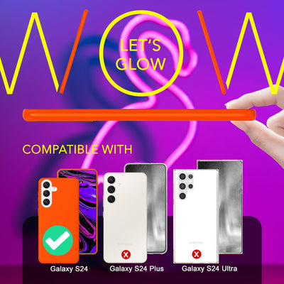 NALIA Neon Silikonhülle für Samsung Galaxy S24 – Soft-Touch & Signal-Neon – NEONSHOCK (Matte Schutzhülle) – Marke aus Berlin Orange NALIA Neon Hülle