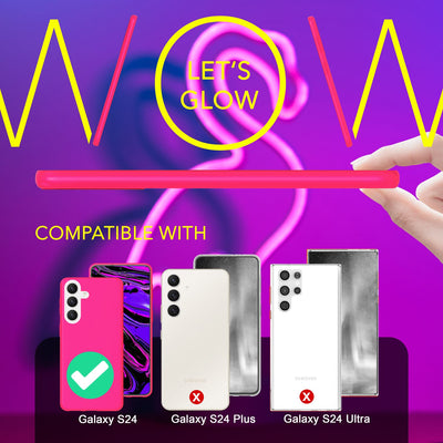 NALIA Neon Silikonhülle für Samsung Galaxy S24 – Soft-Touch & Signal-Neon – NEONSHOCK (Matte Schutzhülle) – Marke aus Berlin Pink NALIA Neon Hülle