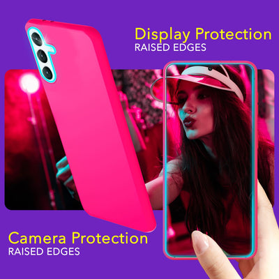 NALIA Neon Silikonhülle für Samsung Galaxy S24 – Soft-Touch & Signal-Neon – NEONSHOCK (Matte Schutzhülle) – Marke aus Berlin Pink NALIA Neon Hülle