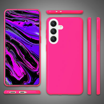 NALIA Neon Silikonhülle für Samsung Galaxy S24 – Soft-Touch & Signal-Neon – NEONSHOCK (Matte Schutzhülle) – Marke aus Berlin Pink NALIA Neon Hülle