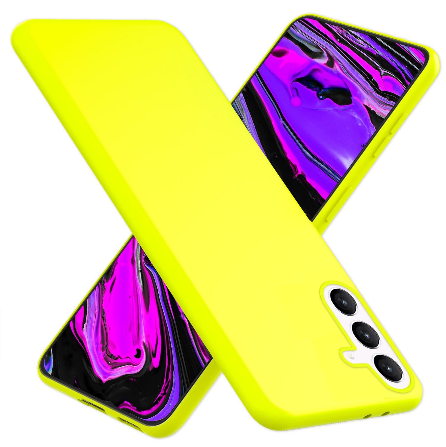 NALIA Farbintensive Neon Silikonhülle für Samsung Galaxy S24 Hülle, Schlanke Schutzhülle in Bunt Leuchtender Neonfarbe