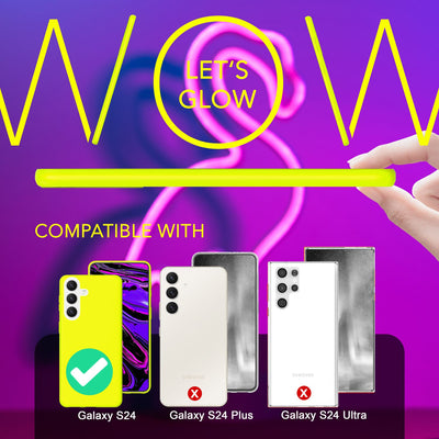 NALIA Neon Silikonhülle für Samsung Galaxy S24 – Soft-Touch & Signal-Neon – NEONSHOCK (Matte Schutzhülle) – Marke aus Berlin Gelb NALIA Neon Hülle