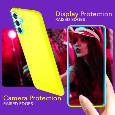 NALIA Neon Silikonhülle für Samsung Galaxy S24 – Soft-Touch & Signal-Neon – NEONSHOCK (Matte Schutzhülle) – Marke aus Berlin Gelb NALIA Neon Hülle