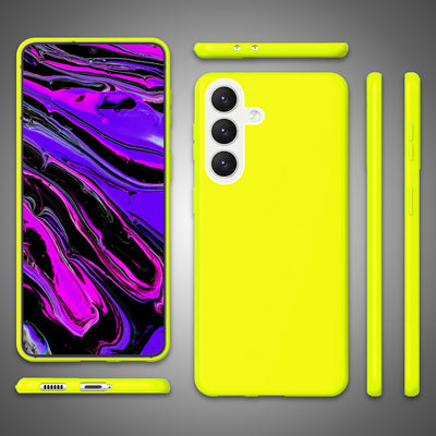 NALIA Neon Silikonhülle für Samsung Galaxy S24 – Soft-Touch & Signal-Neon – NEONSHOCK (Matte Schutzhülle) – Marke aus Berlin Gelb NALIA Neon Hülle