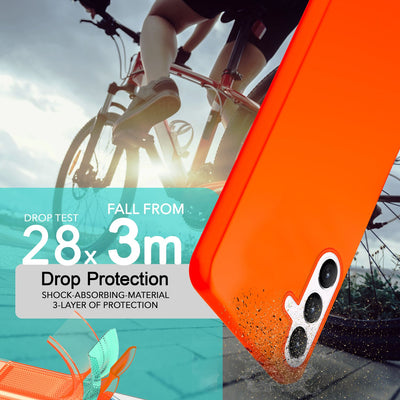 NALIA Neon Silikonhülle für Samsung Galaxy S24 Plus – Soft-Touch & Signal-Neon – NEONSHOCK (Matte Schutzhülle) – Marke aus Berlin Orange NALIA Neon Hülle