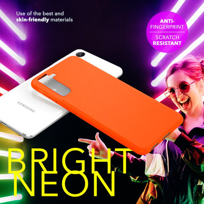 NALIA Neon Silikonhülle für Samsung Galaxy S24 Plus – Soft-Touch & Signal-Neon – NEONSHOCK (Matte Schutzhülle) – Marke aus Berlin Orange NALIA Neon Hülle