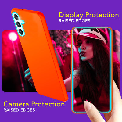 NALIA Neon Silikonhülle für Samsung Galaxy S24 Plus – Soft-Touch & Signal-Neon – NEONSHOCK (Matte Schutzhülle) – Marke aus Berlin Orange NALIA Neon Hülle