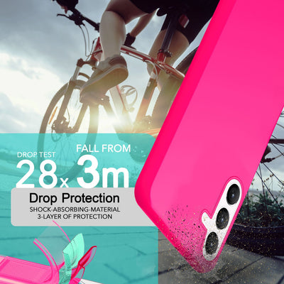 NALIA Neon Silikonhülle für Samsung Galaxy S24 Plus – Soft-Touch & Signal-Neon – NEONSHOCK (Matte Schutzhülle) – Marke aus Berlin Pink NALIA Neon Hülle