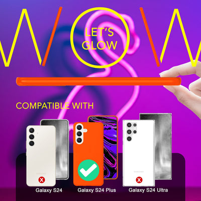 NALIA Neon Silikonhülle für Samsung Galaxy S24 Plus – Soft-Touch & Signal-Neon – NEONSHOCK (Matte Schutzhülle) – Marke aus Berlin Orange NALIA Neon Hülle