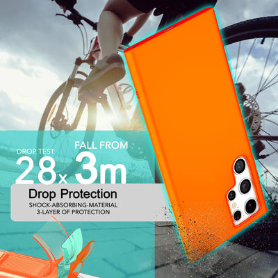 NALIA Neon Silikonhülle für Samsung Galaxy S24 Ultra – Soft-Touch & Signal-Neon – NEONSHOCK (Matte Schutzhülle) – Marke aus Berlin Orange NALIA Neon Hülle