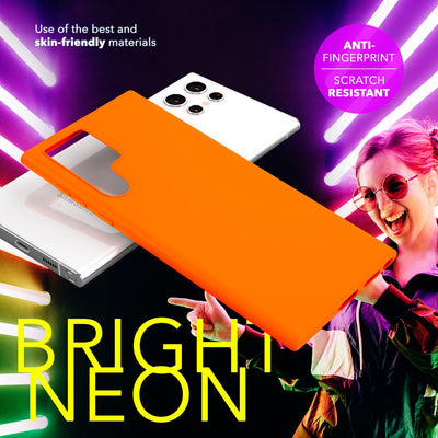 NALIA Neon Silikonhülle für Samsung Galaxy S24 Ultra – Soft-Touch & Signal-Neon – NEONSHOCK (Matte Schutzhülle) – Marke aus Berlin Orange NALIA Neon Hülle