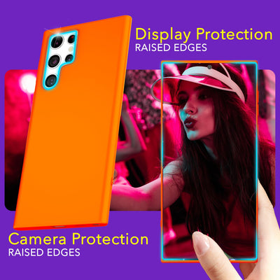 NALIA Neon Silikonhülle für Samsung Galaxy S24 Ultra – Soft-Touch & Signal-Neon – NEONSHOCK (Matte Schutzhülle) – Marke aus Berlin Orange NALIA Neon Hülle