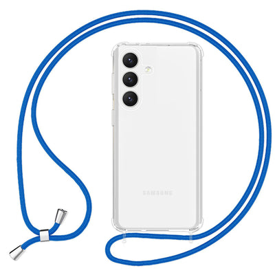NALIA Handykette für Samsung Galaxy S24 – Transparentes Hybrid-Case & Band – HANGIT PRO (Anti-Gelb Rückseite & Verstellbar) – Marke aus Berlin Blau NALIA Transparente Hülle
