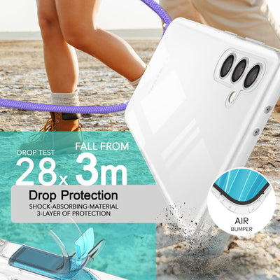 NALIA Handykette für Samsung Galaxy S24 – Transparentes Hybrid-Case & Band – HANGIT PRO (Anti-Gelb Rückseite & Verstellbar) – Marke aus Berlin Lila NALIA Transparente Hülle