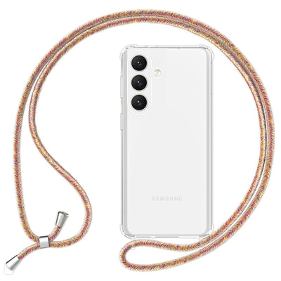 NALIA Handykette für Samsung Galaxy S24 – Transparentes Hybrid-Case & Band – HANGIT PRO (Anti-Gelb Rückseite & Verstellbar) – Marke aus Berlin Regenbogen NALIA Transparente Hülle