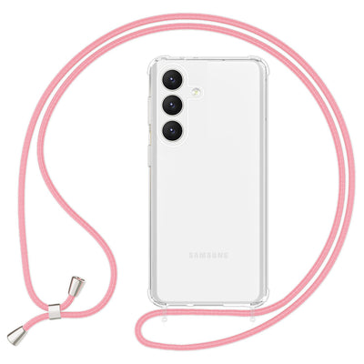 NALIA Handykette für Samsung Galaxy S24 – Transparentes Hybrid-Case & Band – HANGIT PRO (Anti-Gelb Rückseite & Verstellbar) – Marke aus Berlin Rosa NALIA Transparente Hülle