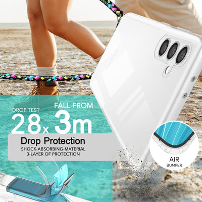 NALIA Handykette für Samsung Galaxy S24 – Transparentes Hybrid-Case & Band – HANGIT PRO (Anti-Gelb Rückseite & Verstellbar) – Marke aus Berlin Schwarz Bunt NALIA Transparente Hülle