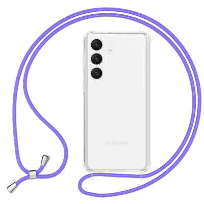 NALIA Handykette für Samsung Galaxy S24 Plus – Transparentes Hybrid-Case & Band – HANGIT PRO (Anti-Gelb Rückseite & Verstellbar) – Marke aus Berlin Lila NALIA Transparente Hülle