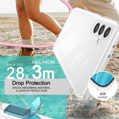 NALIA Handykette für Samsung Galaxy S24 Plus – Transparentes Hybrid-Case & Band – HANGIT PRO (Anti-Gelb Rückseite & Verstellbar) – Marke aus Berlin Rosa NALIA Transparente Hülle