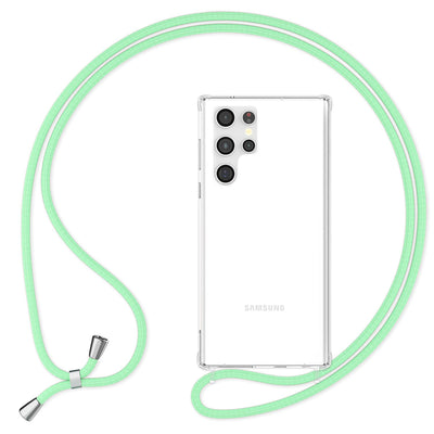 NALIA Handykette für Samsung Galaxy S24 Ultra – Transparentes Hybrid-Case & Band – HANGIT PRO (Anti-Gelb Rückseite & Verstellbar) – Marke aus Berlin Mint-Grün NALIA Transparente Hülle