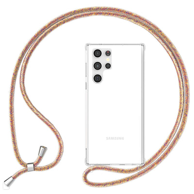NALIA Handykette für Samsung Galaxy S24 Ultra – Transparentes Hybrid-Case & Band – HANGIT PRO (Anti-Gelb Rückseite & Verstellbar) – Marke aus Berlin Regenbogen NALIA Transparente Hülle