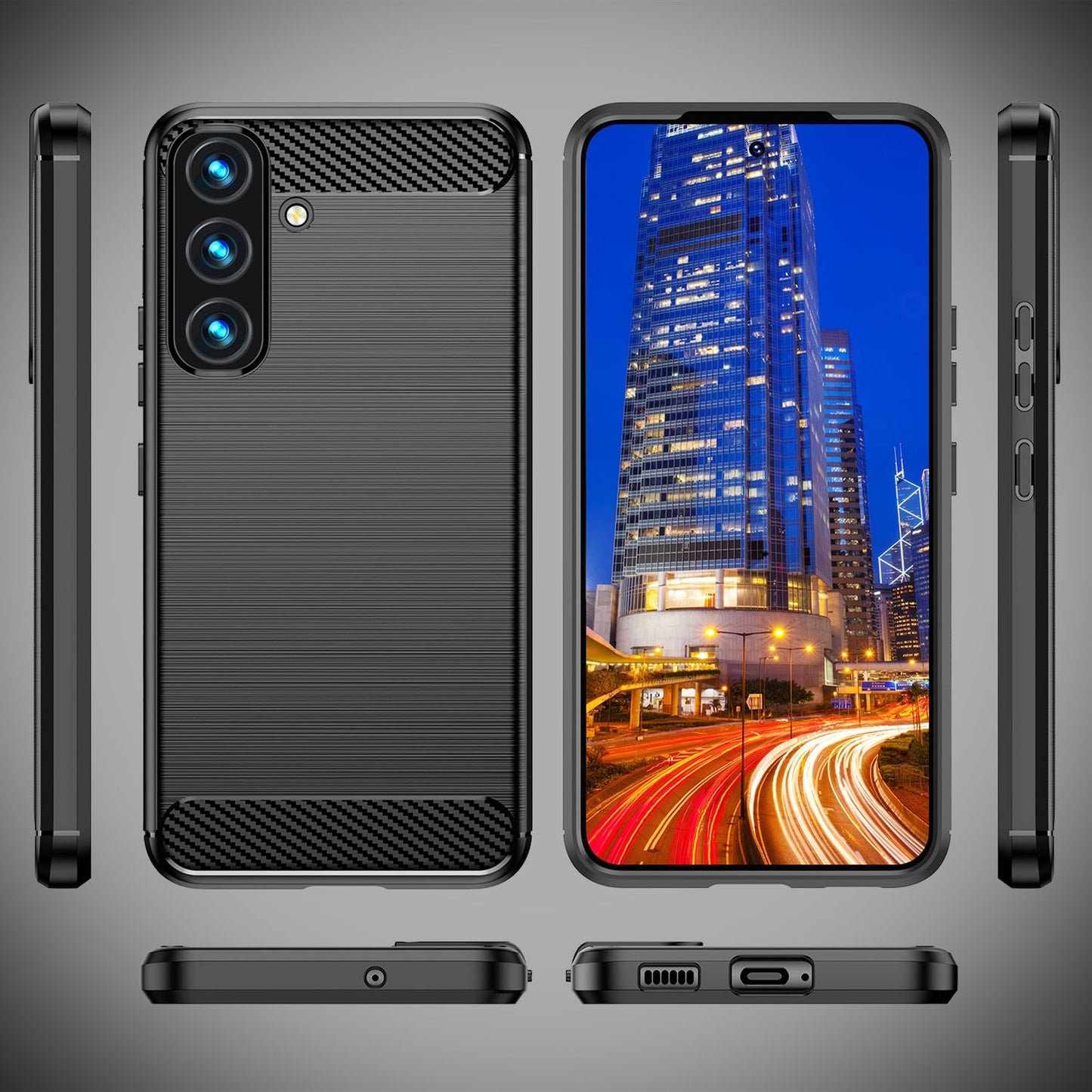 NALIA Carbon-Style Silikonhülle für Samsung Galaxy S24 Plus Hülle, Matt-Schwarze Schutzhülle mit Kohlefaser-Struktur