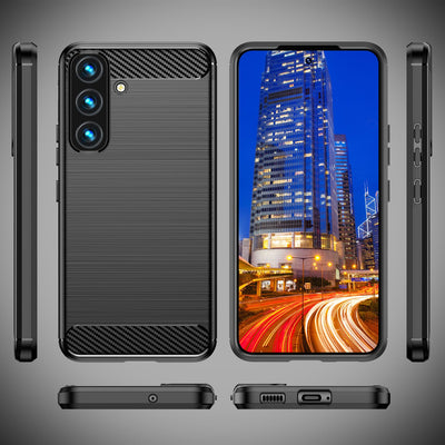 NALIA Silikonhülle für Samsung Galaxy S24 Plus – Rutschfest & Matt – VORTEX (Gebürstete Optik & Carbon Design) – Marke aus Berlin Default Title NALIA Protective Hülle