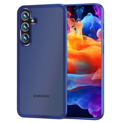 NALIA Matte Handyhülle für Samsung Galaxy S24 – Stoßfester Silikon-Rahmen & Semi-Transparent – FUZION (Anti-Fingerprint Case) – Marke aus Berlin Dunkelblau NALIA Protective Hülle