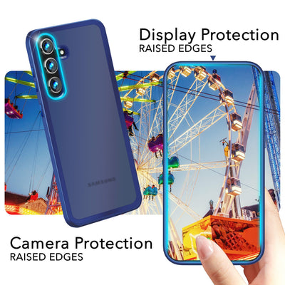 NALIA Matte Handyhülle für Samsung Galaxy S24 – Stoßfester Silikon-Rahmen & Semi-Transparent – FUZION (Anti-Fingerprint Case) – Marke aus Berlin Dunkelblau NALIA Protective Hülle