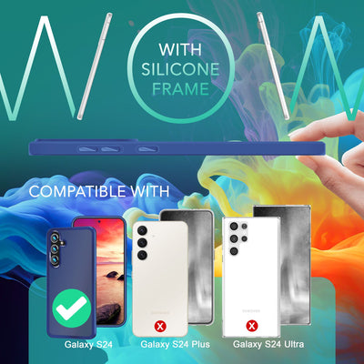 NALIA Matte Handyhülle für Samsung Galaxy S24 – Stoßfester Silikon-Rahmen & Semi-Transparent – FUZION (Anti-Fingerprint Case) – Marke aus Berlin Dunkelblau NALIA Protective Hülle
