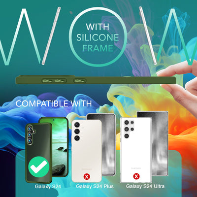 NALIA Matte Handyhülle für Samsung Galaxy S24 – Stoßfester Silikon-Rahmen & Semi-Transparent – FUZION (Anti-Fingerprint Case) – Marke aus Berlin Dunkel-Grün NALIA Protective Hülle
