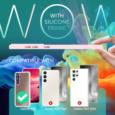 NALIA Matte Handyhülle für Samsung Galaxy S24 – Stoßfester Silikon-Rahmen & Semi-Transparent – FUZION (Anti-Fingerprint Case) – Marke aus Berlin Rosa NALIA Protective Hülle