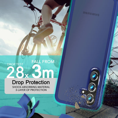 NALIA Matte Handyhülle für Samsung Galaxy S24 Plus – Stoßfester Silikon-Rahmen & Semi-Transparent – FUZION (Anti-Fingerprint Case) – Marke aus Berlin Dunkelblau NALIA Protective Hülle