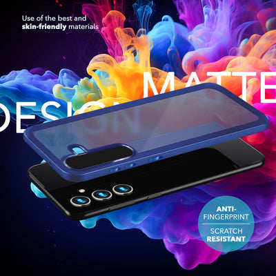NALIA Matte Handyhülle für Samsung Galaxy S24 Plus – Stoßfester Silikon-Rahmen & Semi-Transparent – FUZION (Anti-Fingerprint Case) – Marke aus Berlin Dunkelblau NALIA Protective Hülle