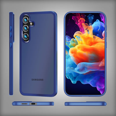 NALIA Matte Handyhülle für Samsung Galaxy S24 Plus – Stoßfester Silikon-Rahmen & Semi-Transparent – FUZION (Anti-Fingerprint Case) – Marke aus Berlin Dunkelblau NALIA Protective Hülle