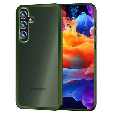 NALIA Matte Handyhülle für Samsung Galaxy S24 Plus – Stoßfester Silikon-Rahmen & Semi-Transparent – FUZION (Anti-Fingerprint Case) – Marke aus Berlin Dunkel-Grün NALIA Protective Hülle