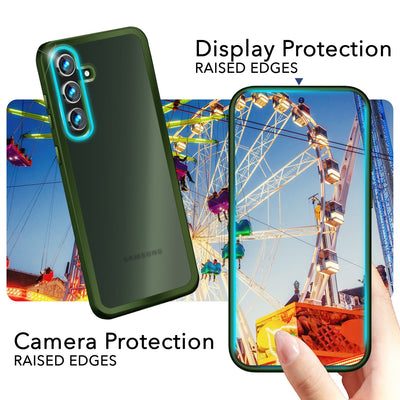 NALIA Matte Handyhülle für Samsung Galaxy S24 Plus – Stoßfester Silikon-Rahmen & Semi-Transparent – FUZION (Anti-Fingerprint Case) – Marke aus Berlin Dunkel-Grün NALIA Protective Hülle