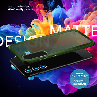 NALIA Matte Handyhülle für Samsung Galaxy S24 Plus – Stoßfester Silikon-Rahmen & Semi-Transparent – FUZION (Anti-Fingerprint Case) – Marke aus Berlin Dunkel-Grün NALIA Protective Hülle