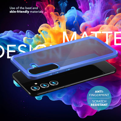NALIA Matte Handyhülle für Samsung Galaxy S24 Plus – Stoßfester Silikon-Rahmen & Semi-Transparent – FUZION (Anti-Fingerprint Case) – Marke aus Berlin Hellblau NALIA Protective Hülle