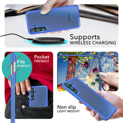 NALIA Matte Handyhülle für Samsung Galaxy S24 Plus – Stoßfester Silikon-Rahmen & Semi-Transparent – FUZION (Anti-Fingerprint Case) – Marke aus Berlin Hellblau NALIA Protective Hülle