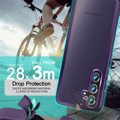 NALIA Matte Handyhülle für Samsung Galaxy S24 Plus – Stoßfester Silikon-Rahmen & Semi-Transparent – FUZION (Anti-Fingerprint Case) – Marke aus Berlin Lila NALIA Protective Hülle
